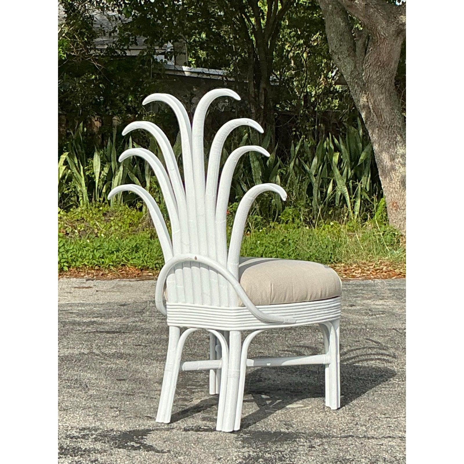 Vintage Coastal Rattan Pineapple Chair For Sale 3