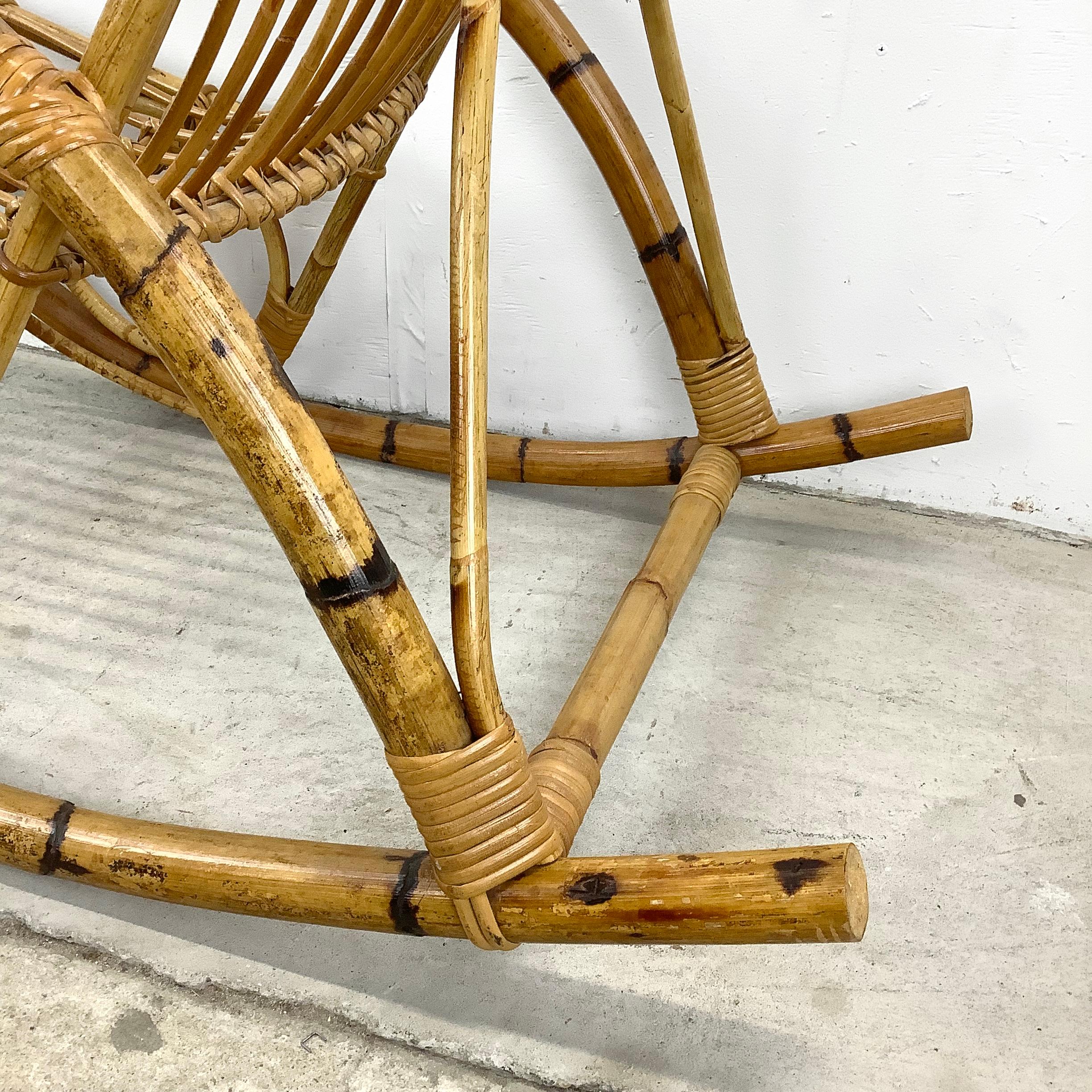 Vintage Coastal Rattan Rocking Chairs after Franco Albini For Sale 7