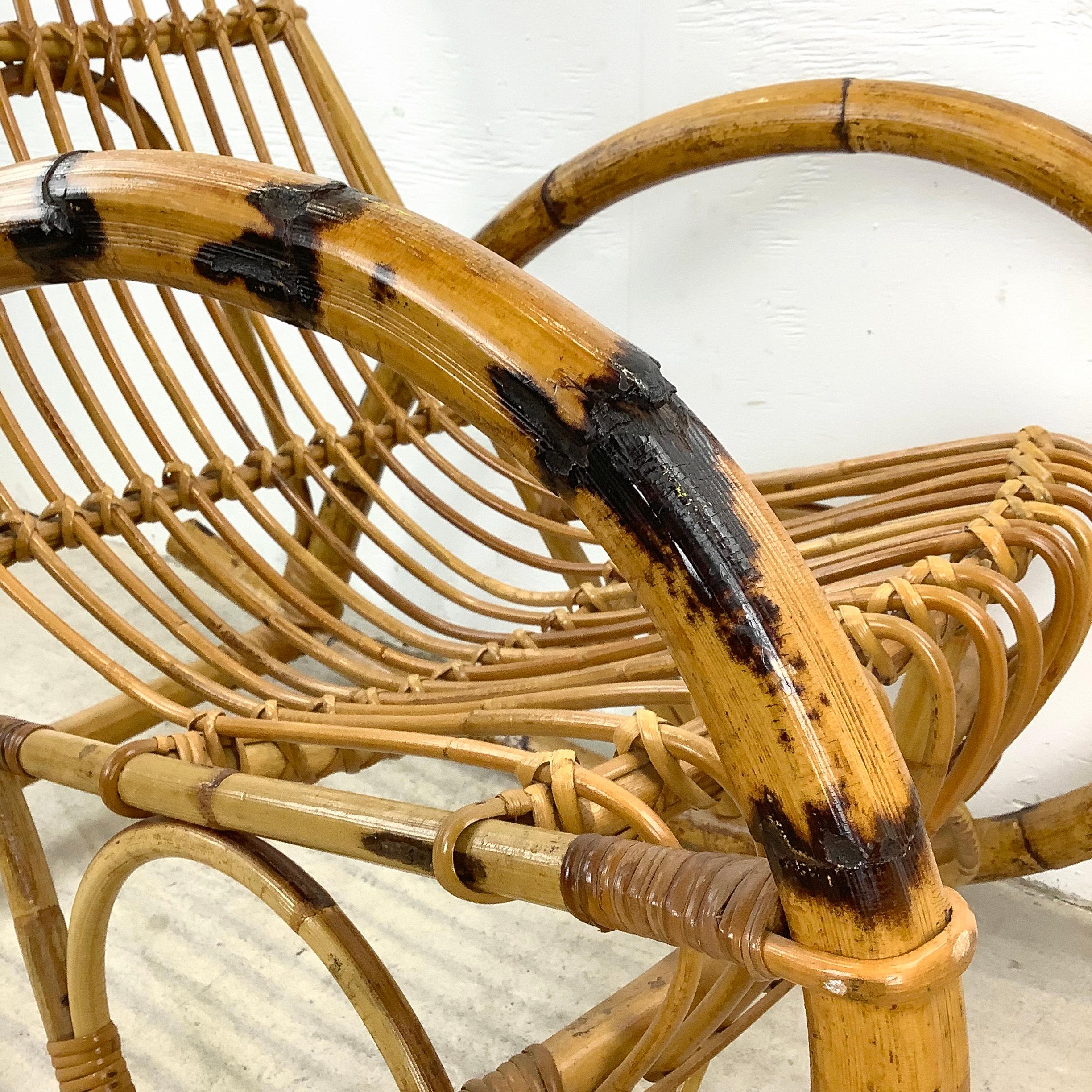 Vintage Coastal Rattan Rocking Chairs after Franco Albini For Sale 9