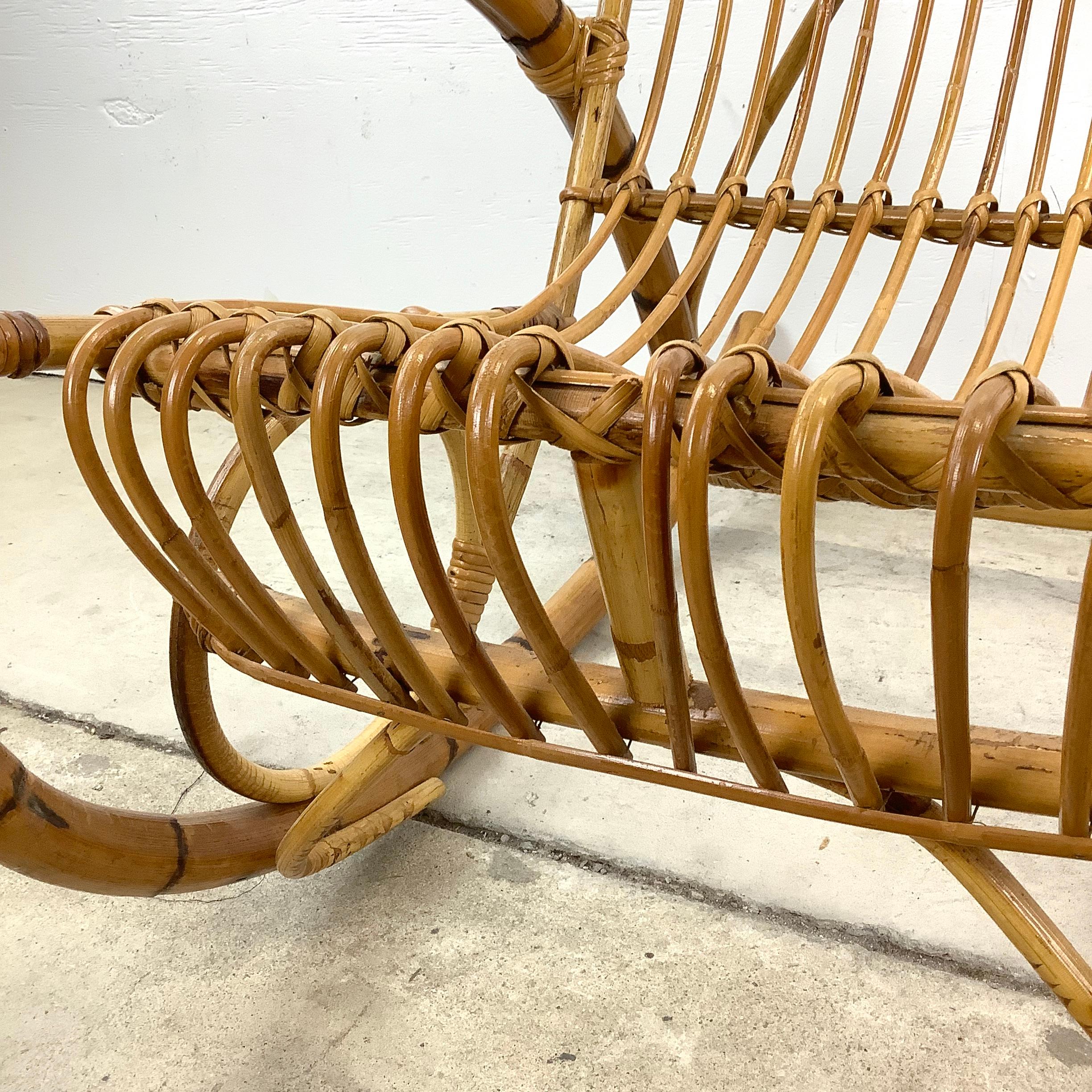 Vintage Coastal Rattan Rocking Chairs after Franco Albini For Sale 10
