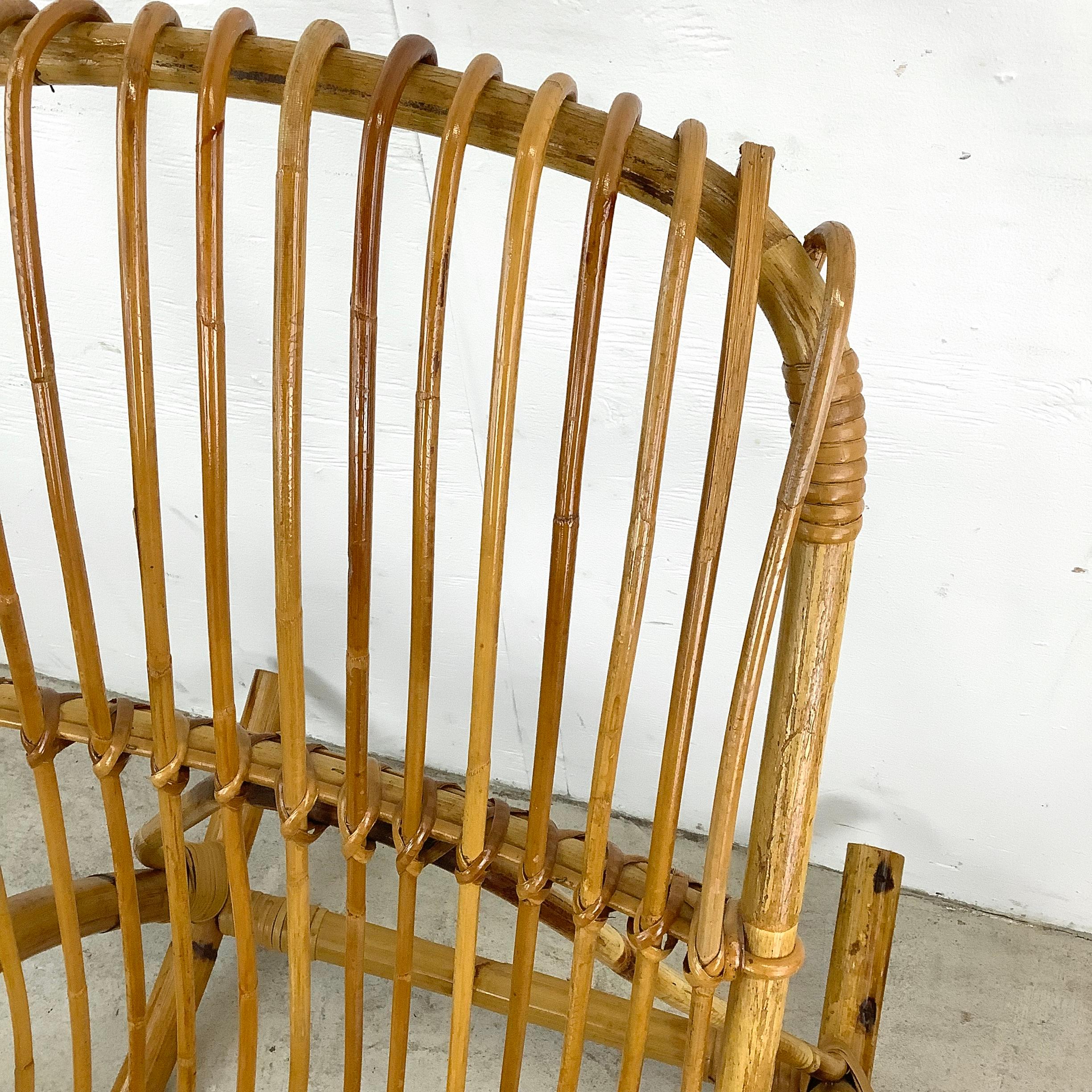 Vintage Coastal Rattan Rocking Chairs after Franco Albini For Sale 11