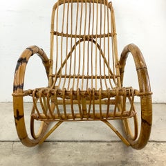 Vintage Coastal Rattan Rocking Chairs after Franco Albini