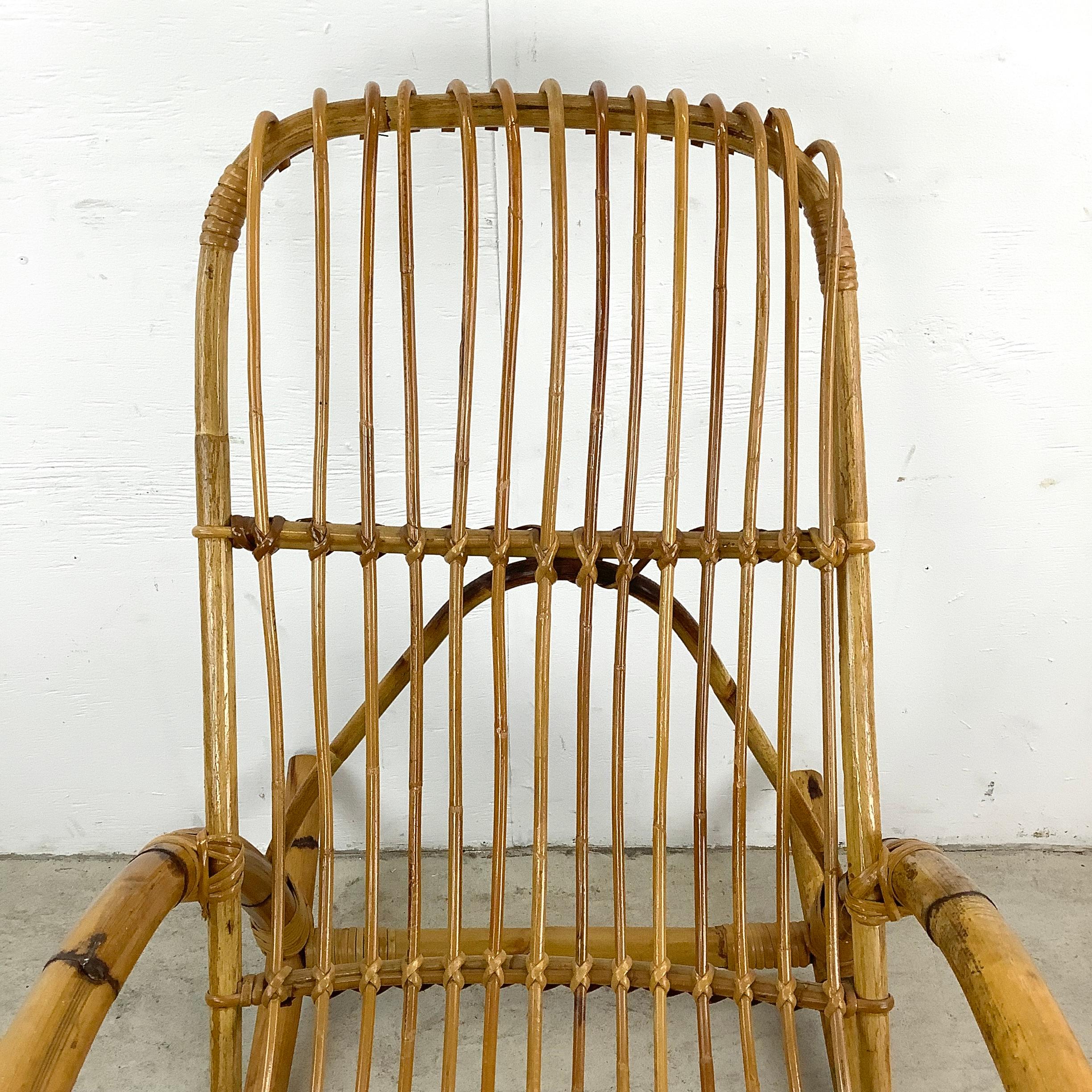 Vintage Coastal Rattan Rocking Chairs after Franco Albini For Sale 13