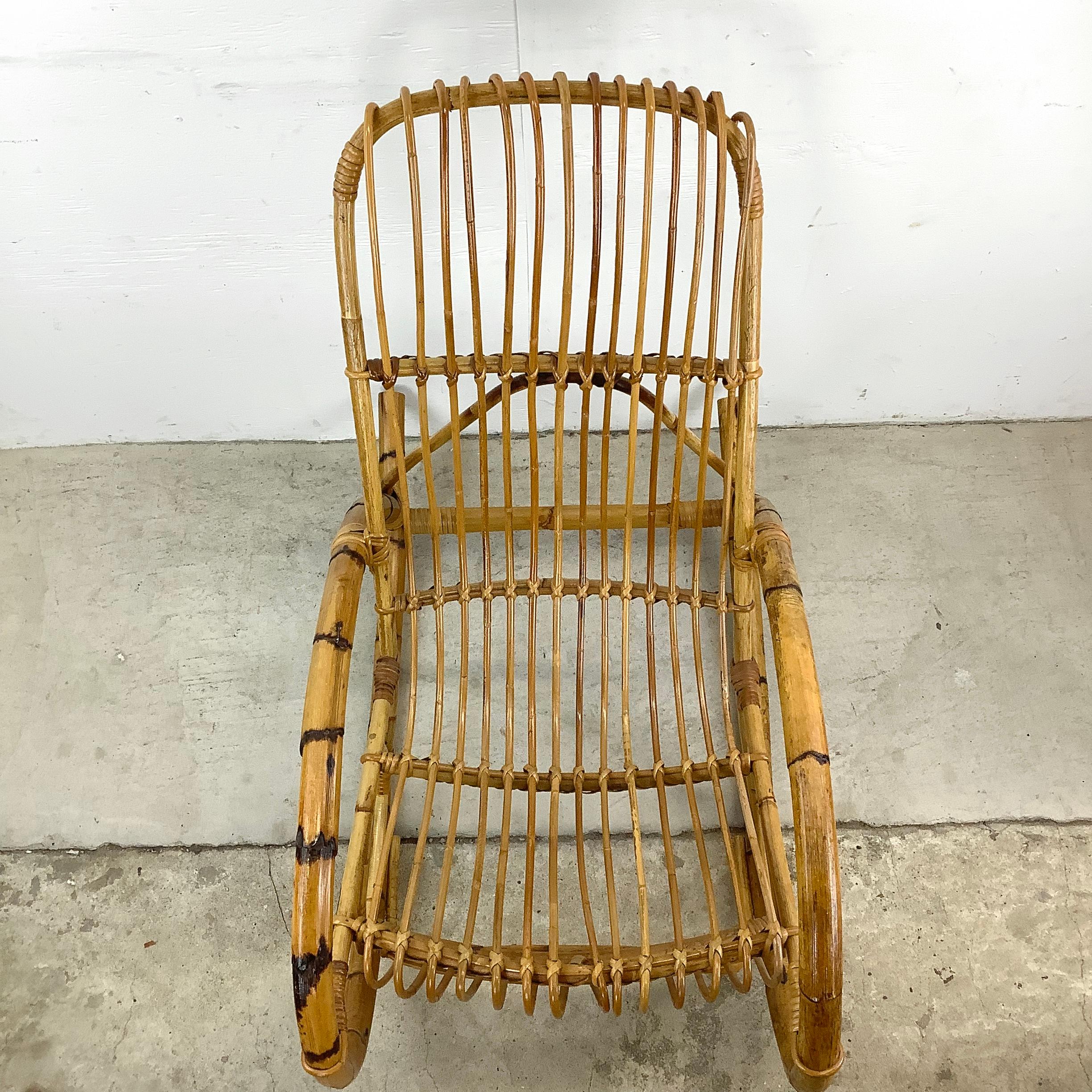 Vintage Coastal Rattan Rocking Chairs after Franco Albini For Sale 2