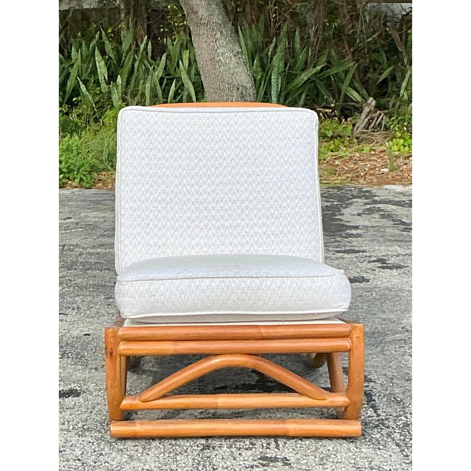 Philippine Vintage Coastal Rattan Slipper Chair For Sale