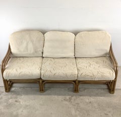 Vintage Coastal Rattan Sofa after Brown Jordan