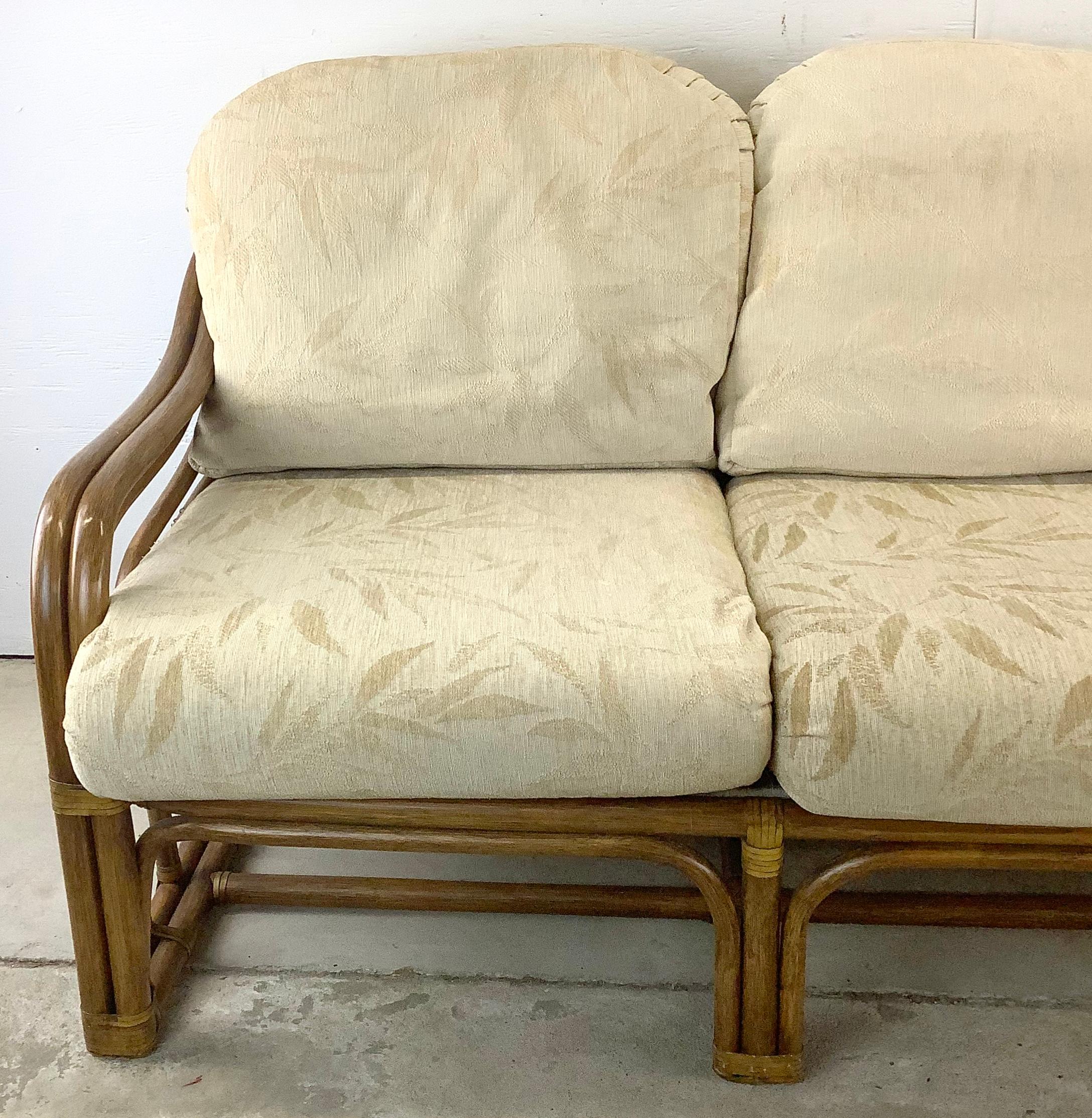 Vintage Coastal Rattan Sofa after Brown Jordan For Sale 9