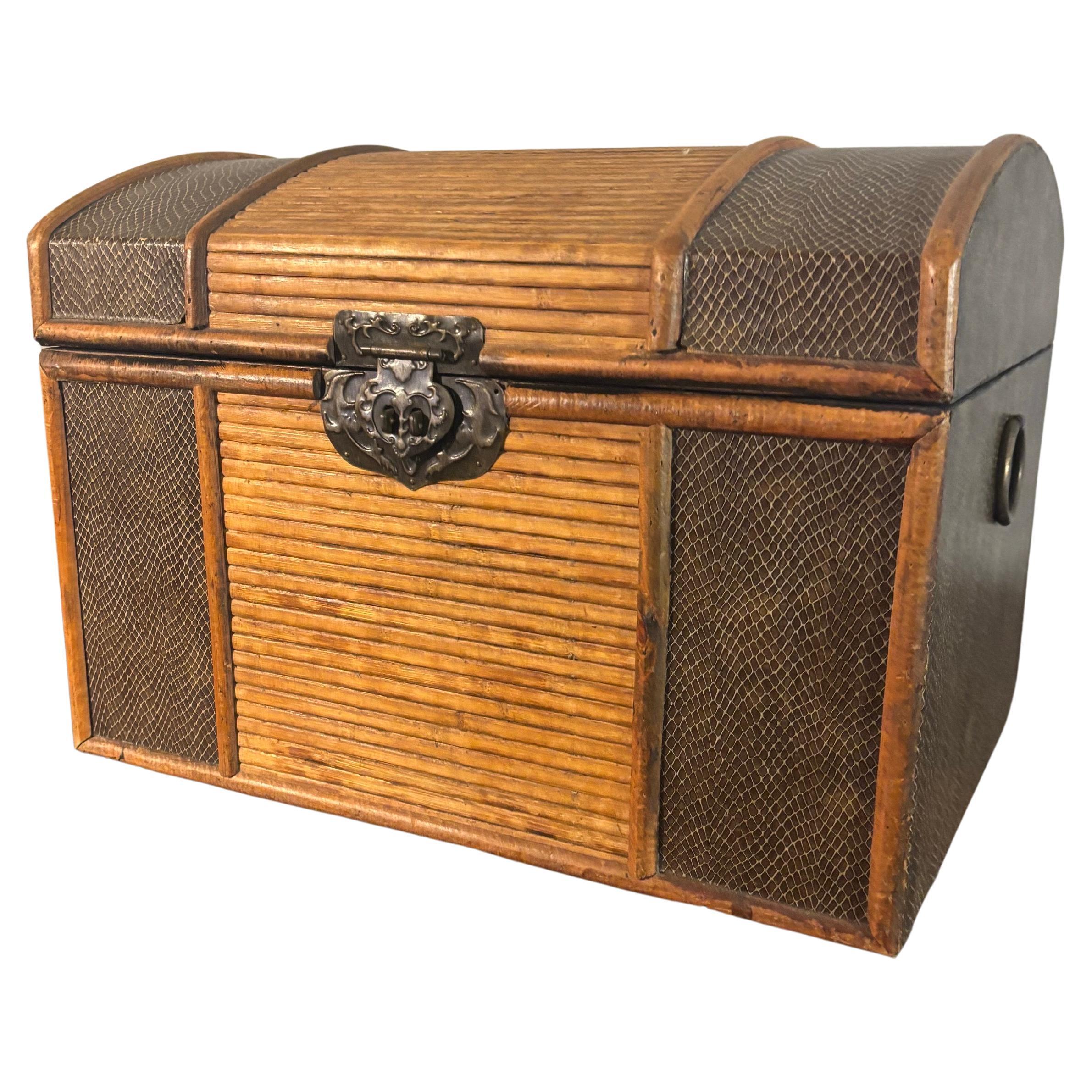Vintage Coastal Reed and Faux Snake Skin Chest