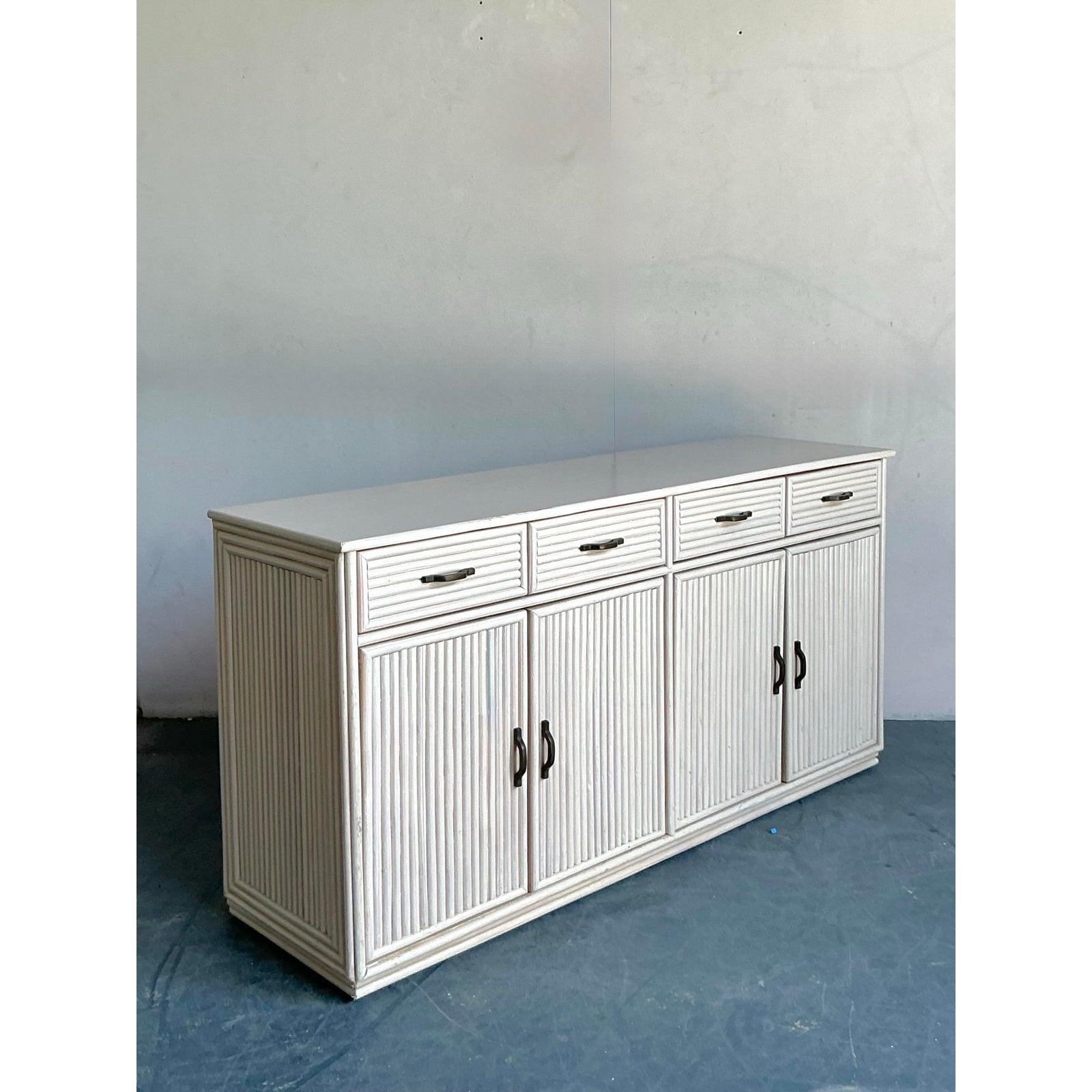 American Vintage Coastal Reed Credenza For Sale