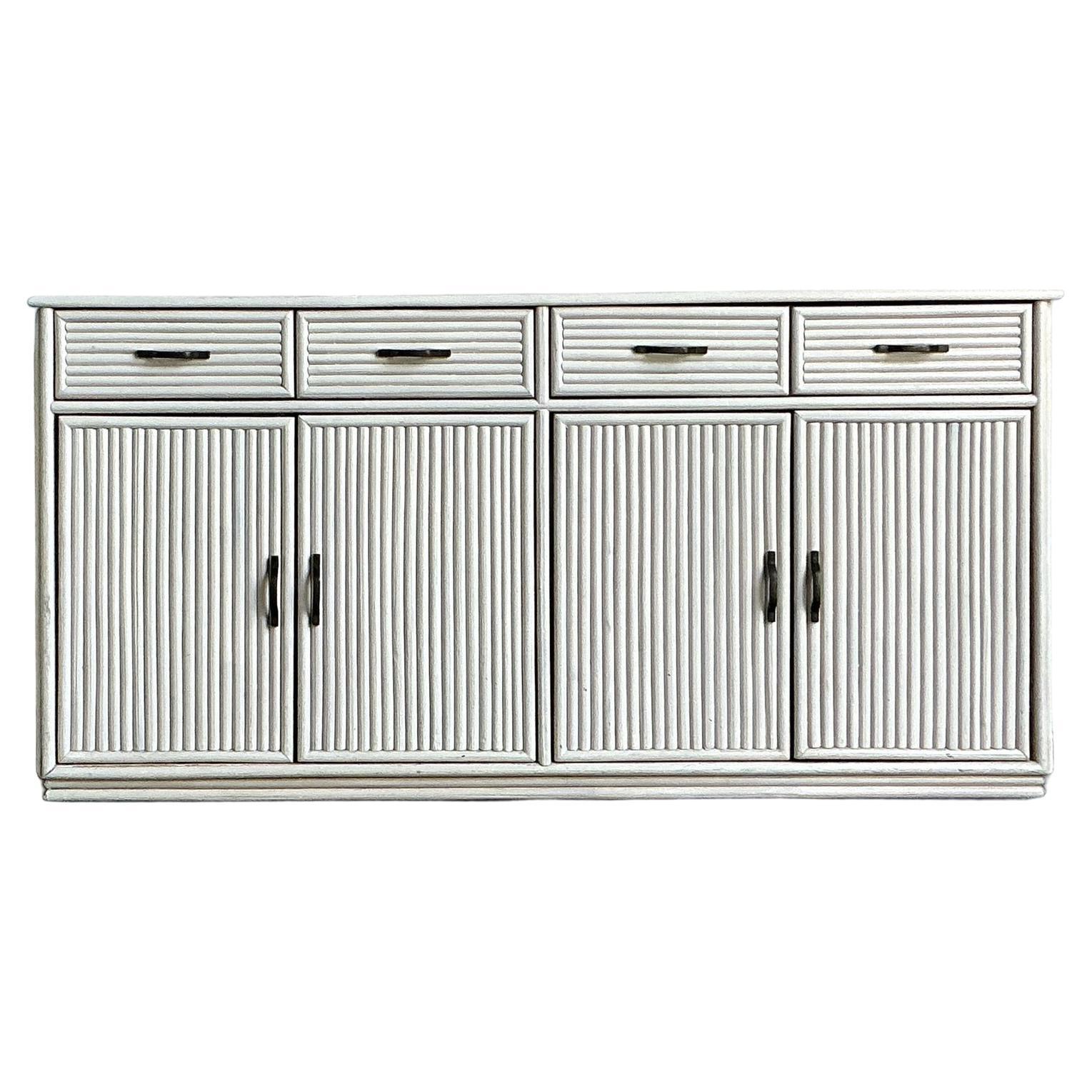 Vintage Coastal Reed Credenza For Sale
