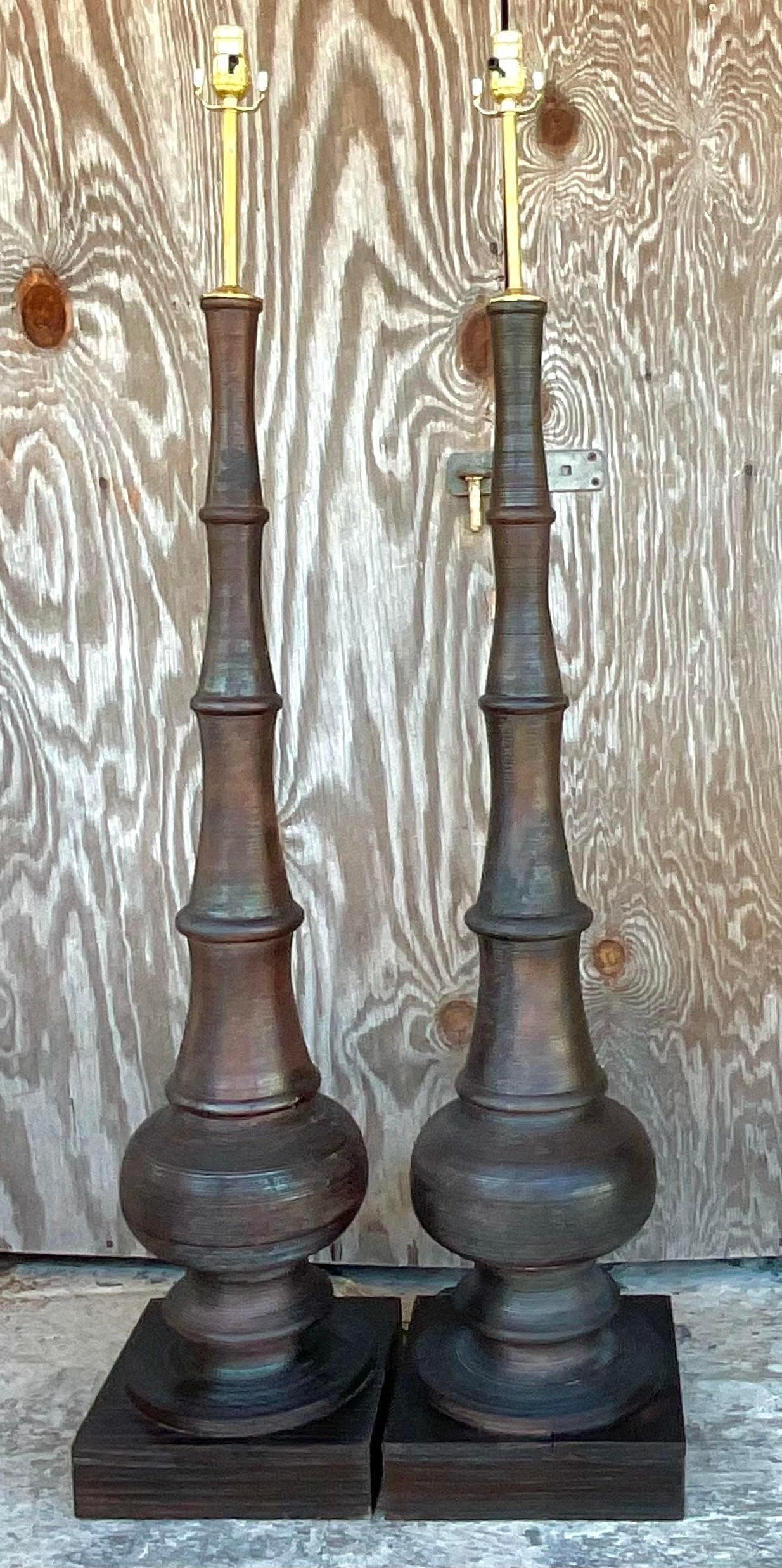 20th Century Vintage Coastal Reed Floor Lamps - a Pair For Sale