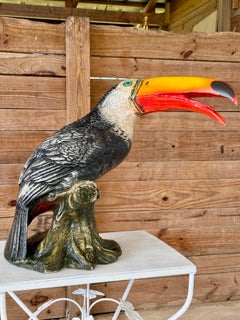 Vintage Coastal Regency Cast Resin Toucan Sculpture