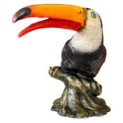 Vintage Coastal Regency Cast Resin Toucan Sculpture