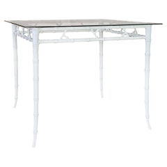 Vintage Coastal Regency Faux Bamboo Game or Card Table by Phyllis Morris