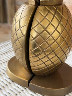 Vintage Coastal Regency Solid Brass Pineapple Bookends – Pair