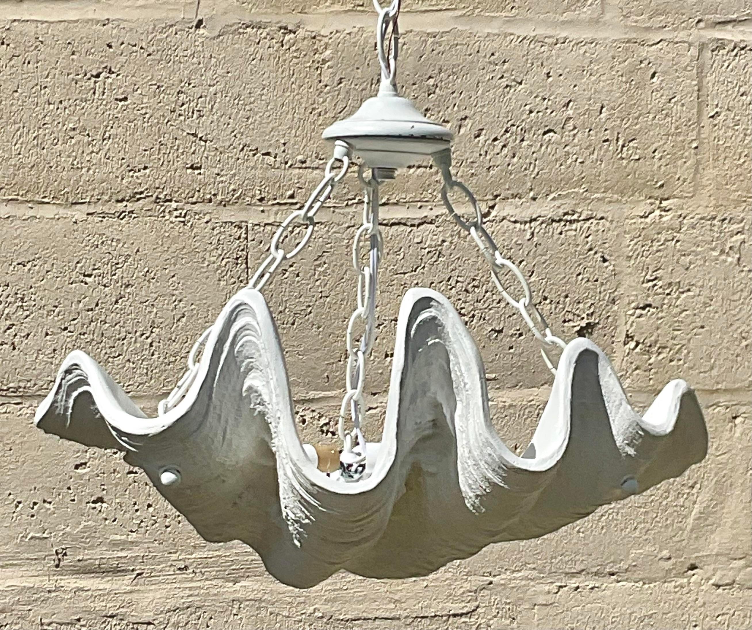 American Vintage Coastal Resin Clam Shell Chandelier For Sale