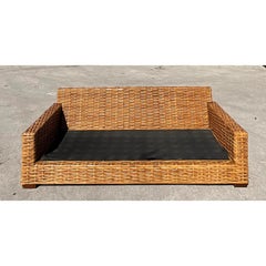 Vintage Coastal Restoration Hardware Woven Rattan Sofa