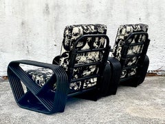 Vintage Coastal Restored Painted 6 Strand Paul Frankl Lounge Chairs, a Pair