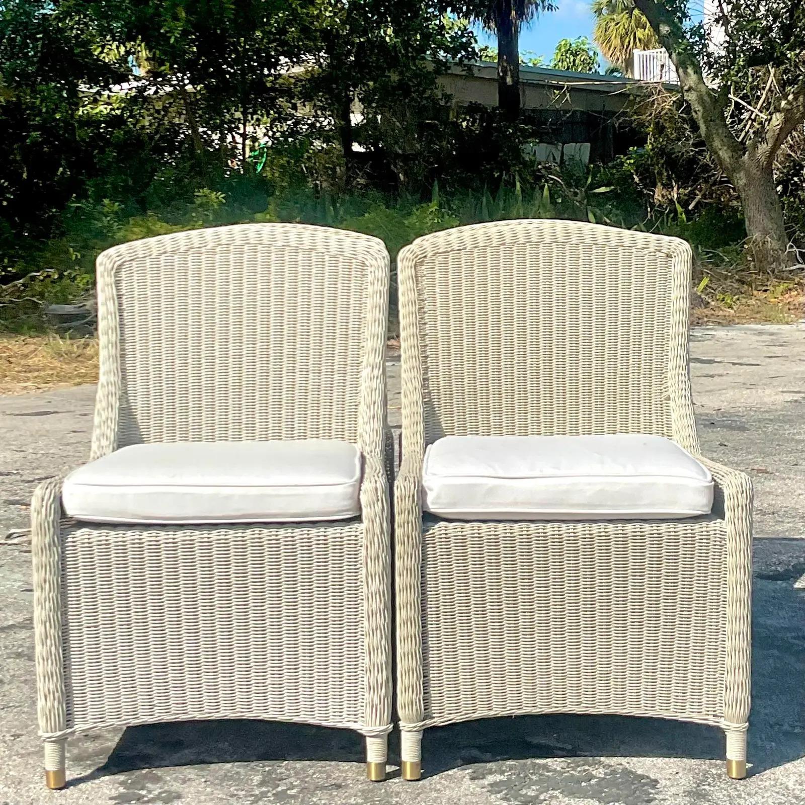 Vintage Richard Frinier for Brown Jordan South Hampton Woven Dining Chairs For Sale 5