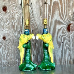 Royal Haeger Papageienlampen an der Küste, Vintage, Paar