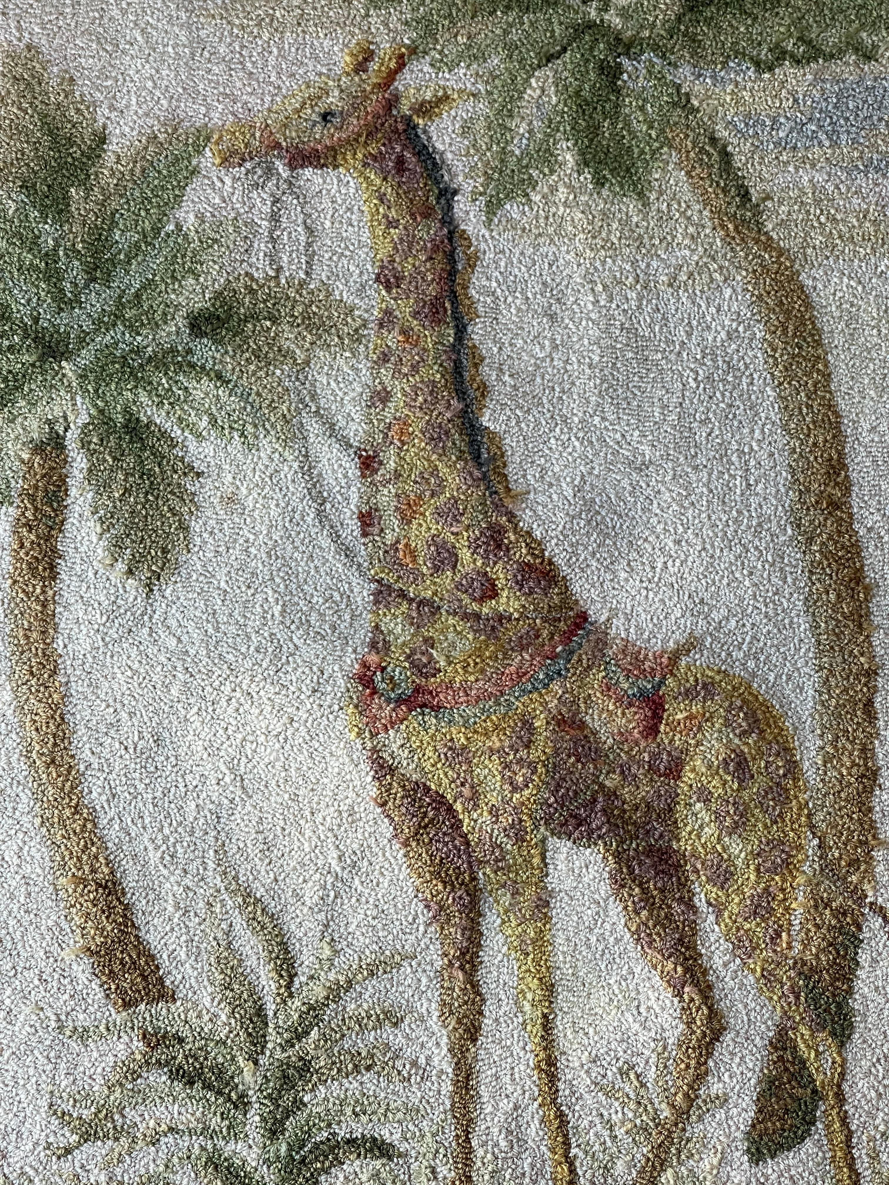 American Vintage Coastal Safari Style Giraffe Rug For Sale