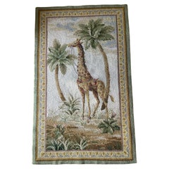Alfombra vintage estilo safari costero con jirafa