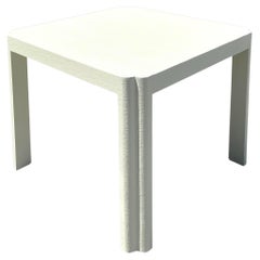 Vintage Coastal Scalloped Grasscloth Game Table
