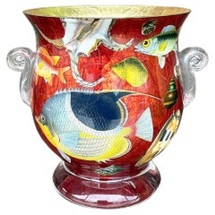 Urna costiera vintage Scott Potter Eglomise sotto vetro marino