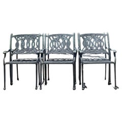 Retro Coastal Scroll Cast Aluminum Dining Chairs - Set of 6
