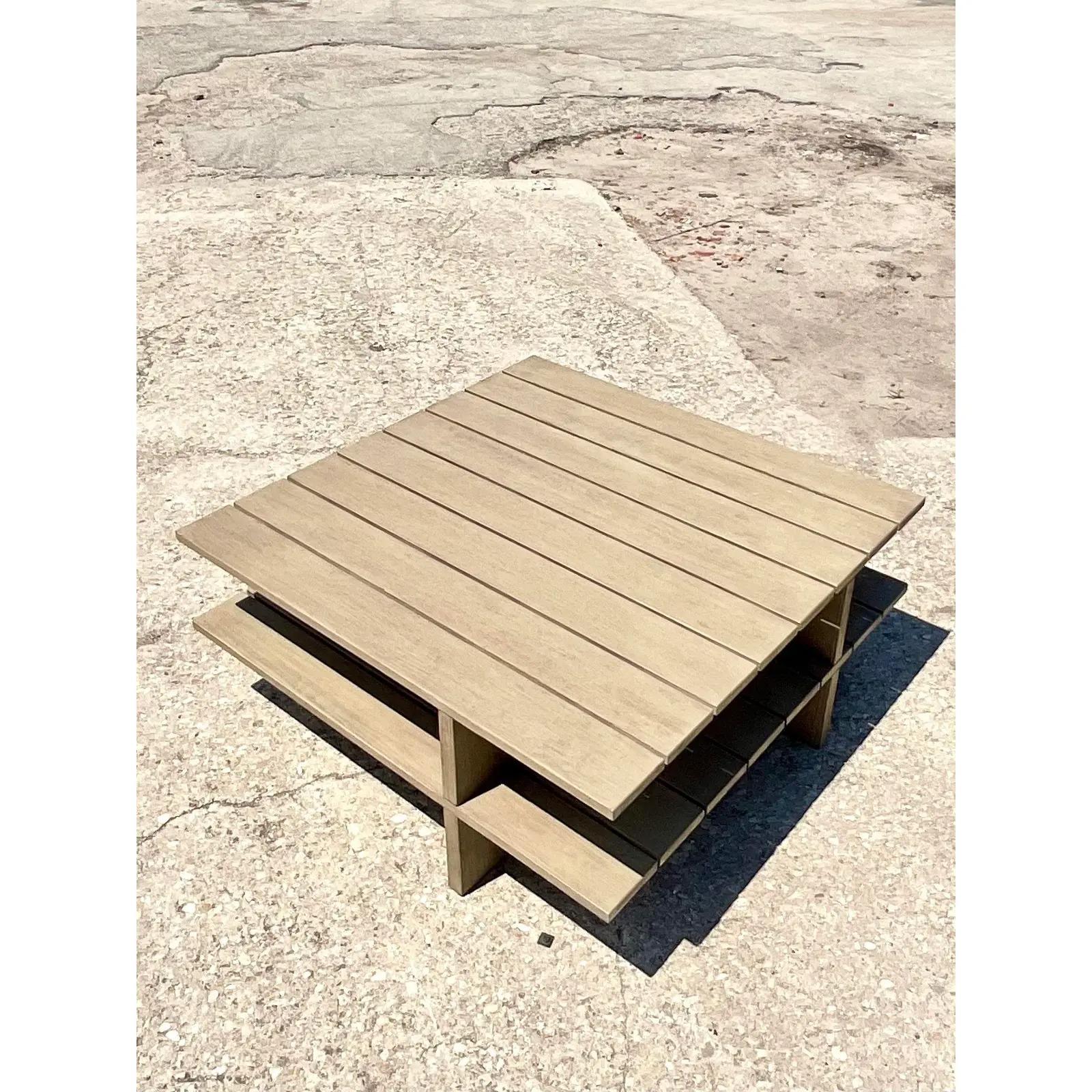 Philippine Vintage Coastal Serena and Lily Slat Coffee Table