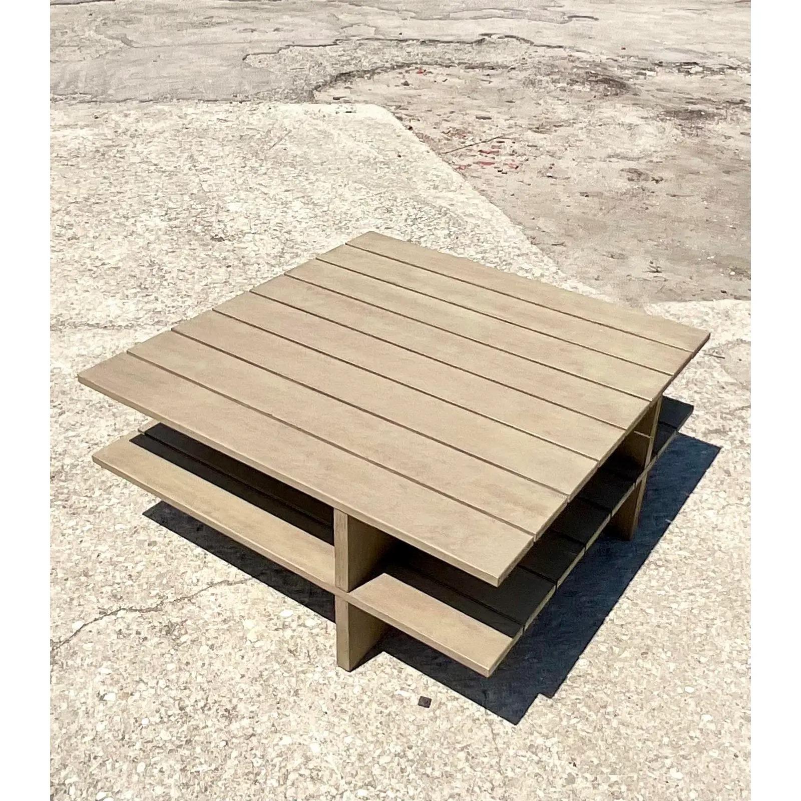 Vintage Coastal Serena and Lily Slat Coffee Table In Good Condition In West Palm Beach, FL