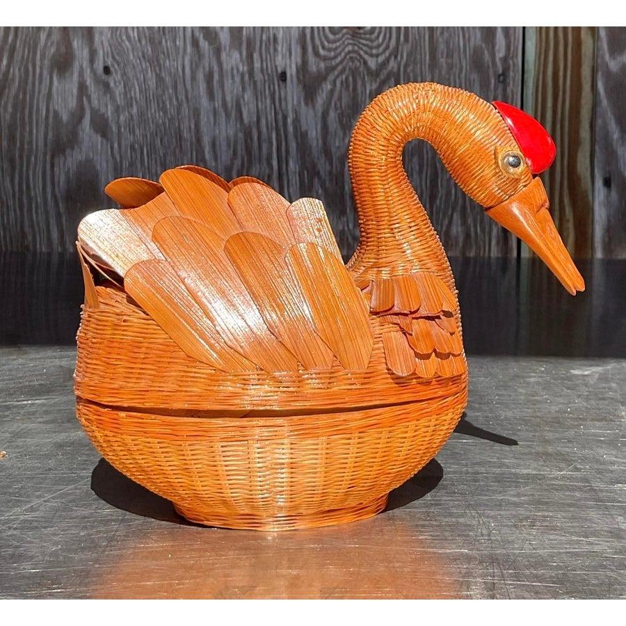 Vintage Coastal Shanghai Weave Ente (Rattan) im Angebot