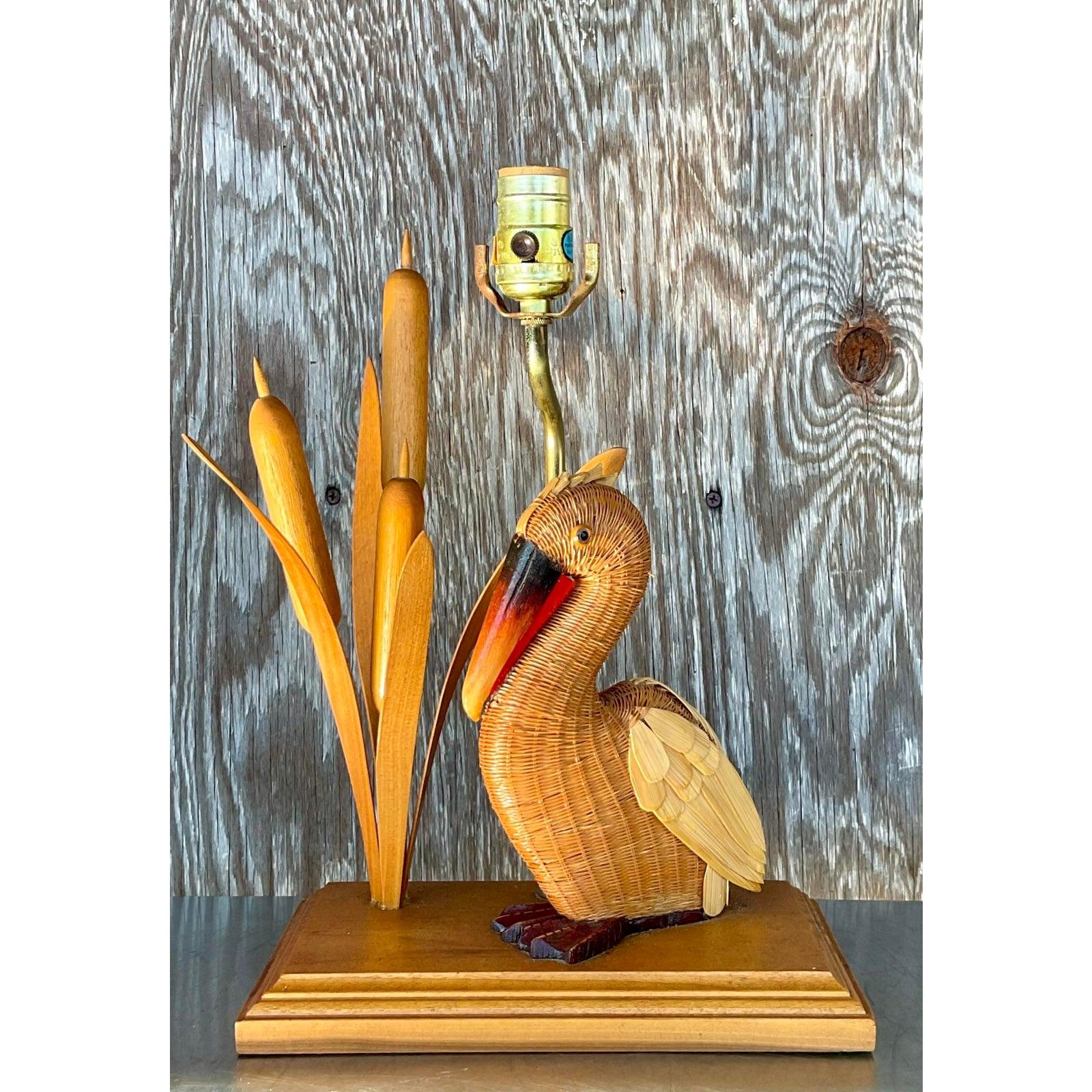 Lampe pélican vintage tissée côtière de Shanghai en vente 1