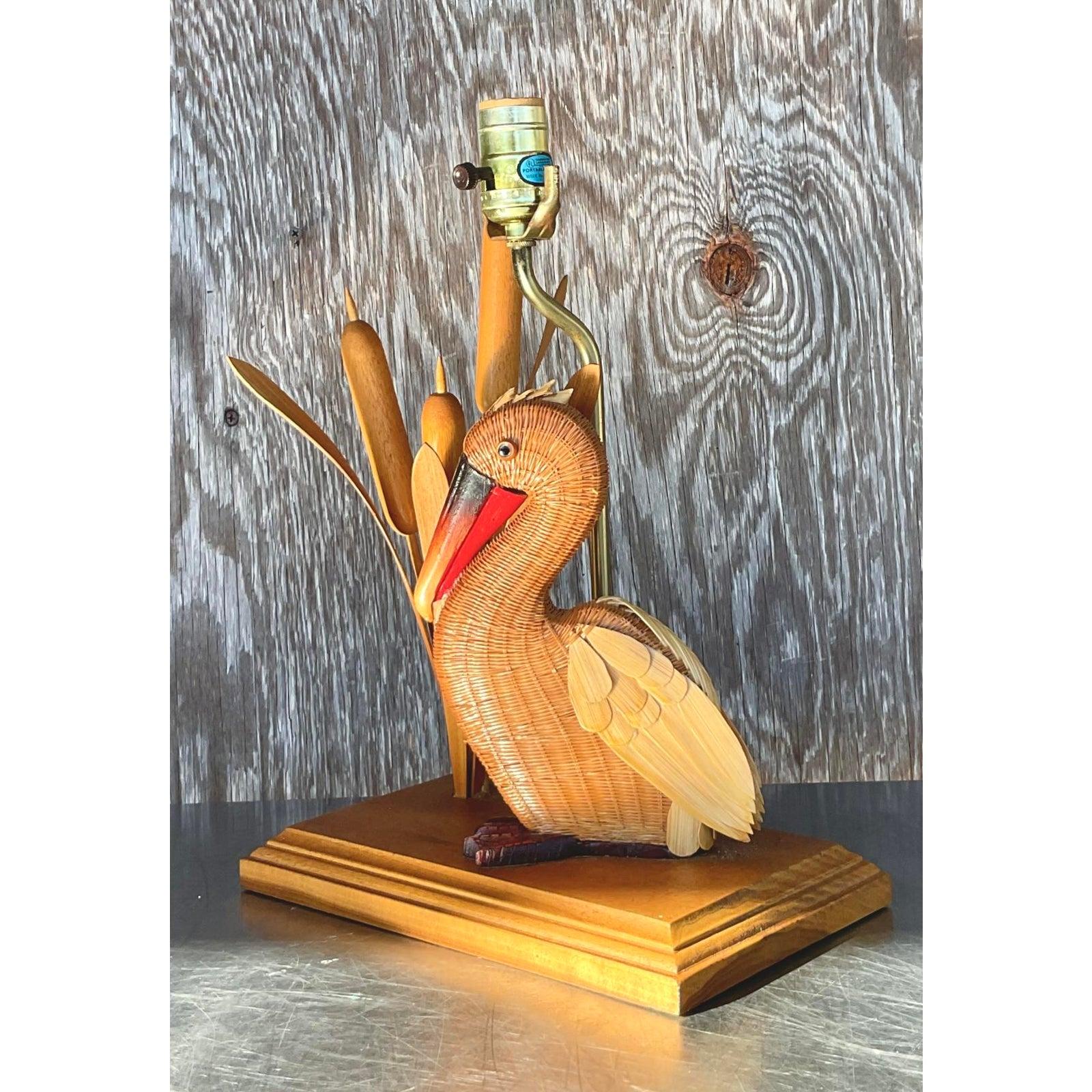 Lampe pélican vintage tissée côtière de Shanghai en vente 2