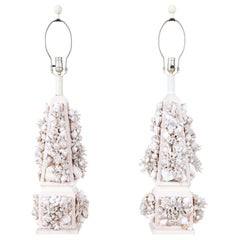 Vintage Coastal Shell and Coral Lamps