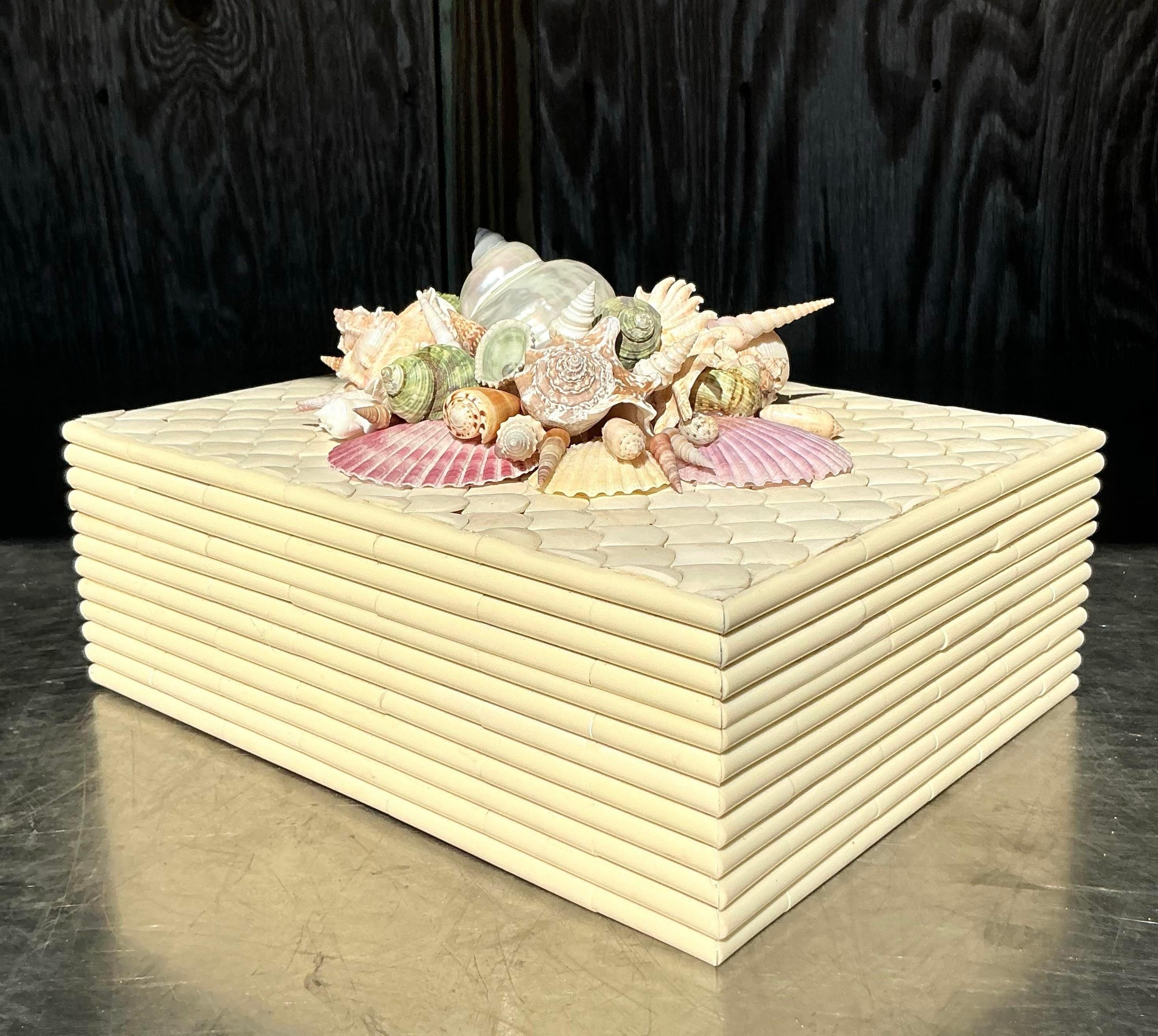 Shell Boxfor Writting Vintage Coastal Shell Box For Sale at 1stDibs