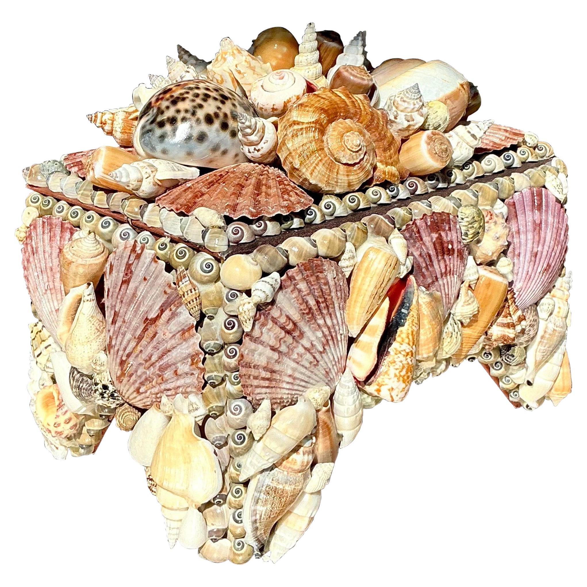 Vintage Coastal Shell Encrusted Box