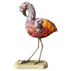 Vintage Coastal Shell Encrusted Crane