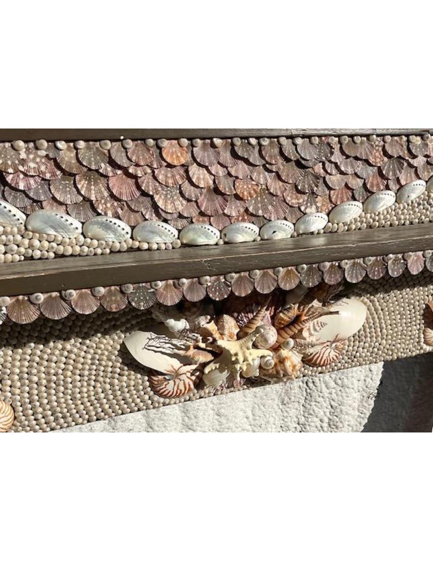 Mid-Century Modern Vintage Coastal Shell Encrusted Fireplace Surround For Sale