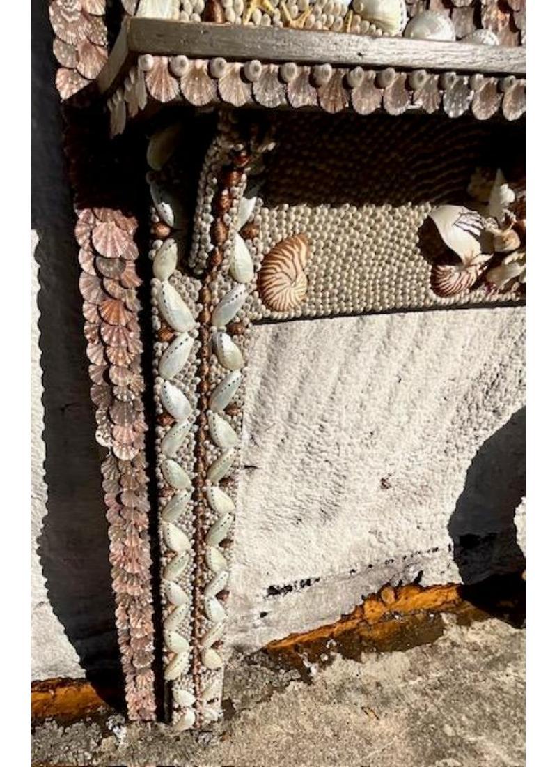 20th Century Vintage Coastal Shell Encrusted Fireplace Surround For Sale