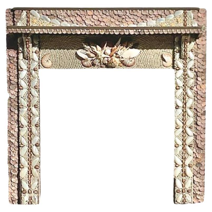 Vintage Coastal Shell Encrusted Fireplace Surround For Sale