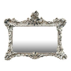 Miroir horizontal vintage côtier incrusté de coquillages