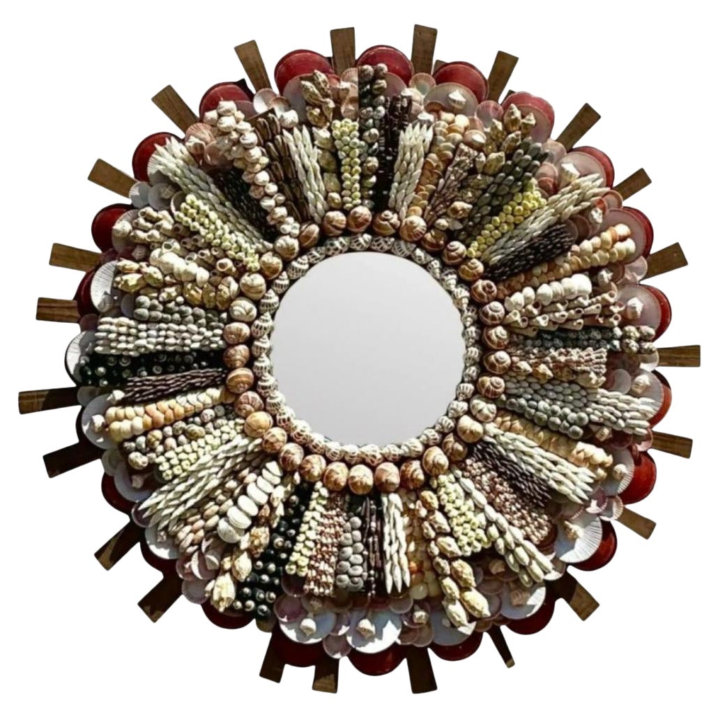 Vintage Coastal Shell Encrusted Mirror