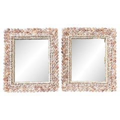 Vintage Coastal Shell Encrusted Mirrors - a Pair