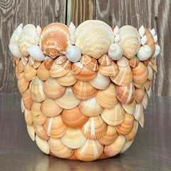 Vintage Coastal Shell Encrusted Planter