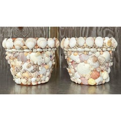 Vintage Coastal Shell Encrusted Planter