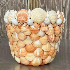 Vintage Coastal Shell Encrusted Planter