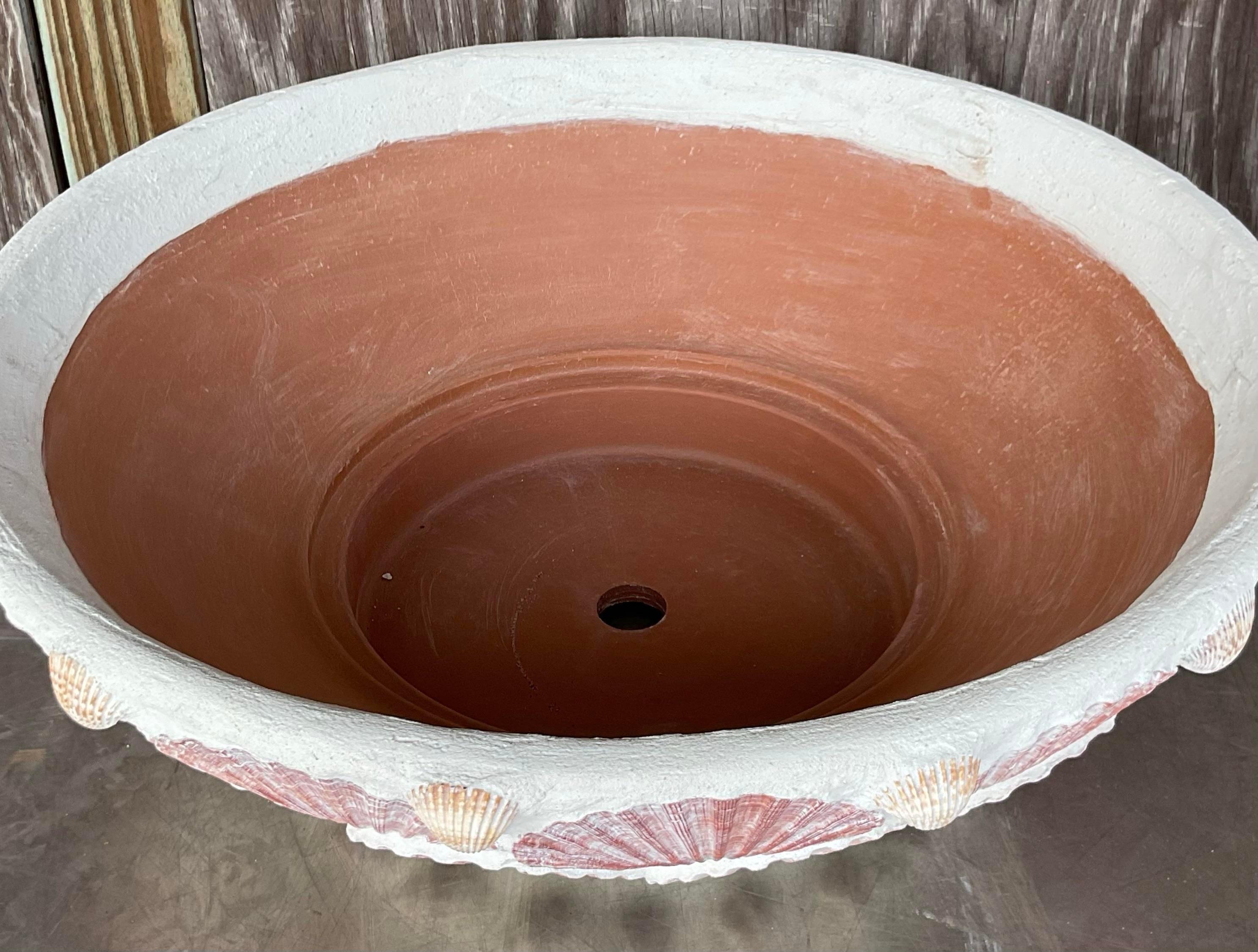 Vintage Coastal Shell Encrusted Planter In Good Condition In West Palm Beach, FL