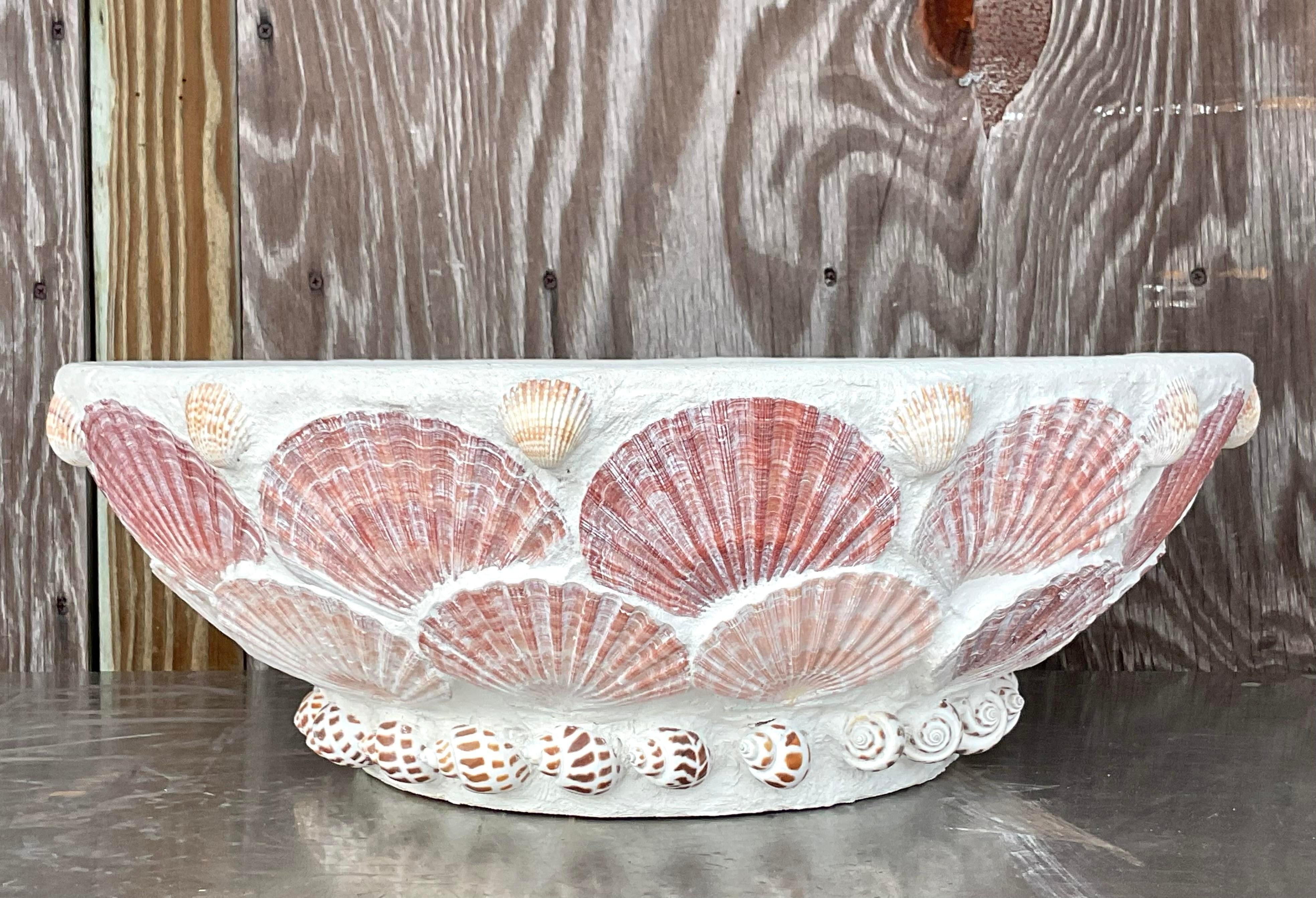Vintage Coastal Shell Encrusted Planter 1
