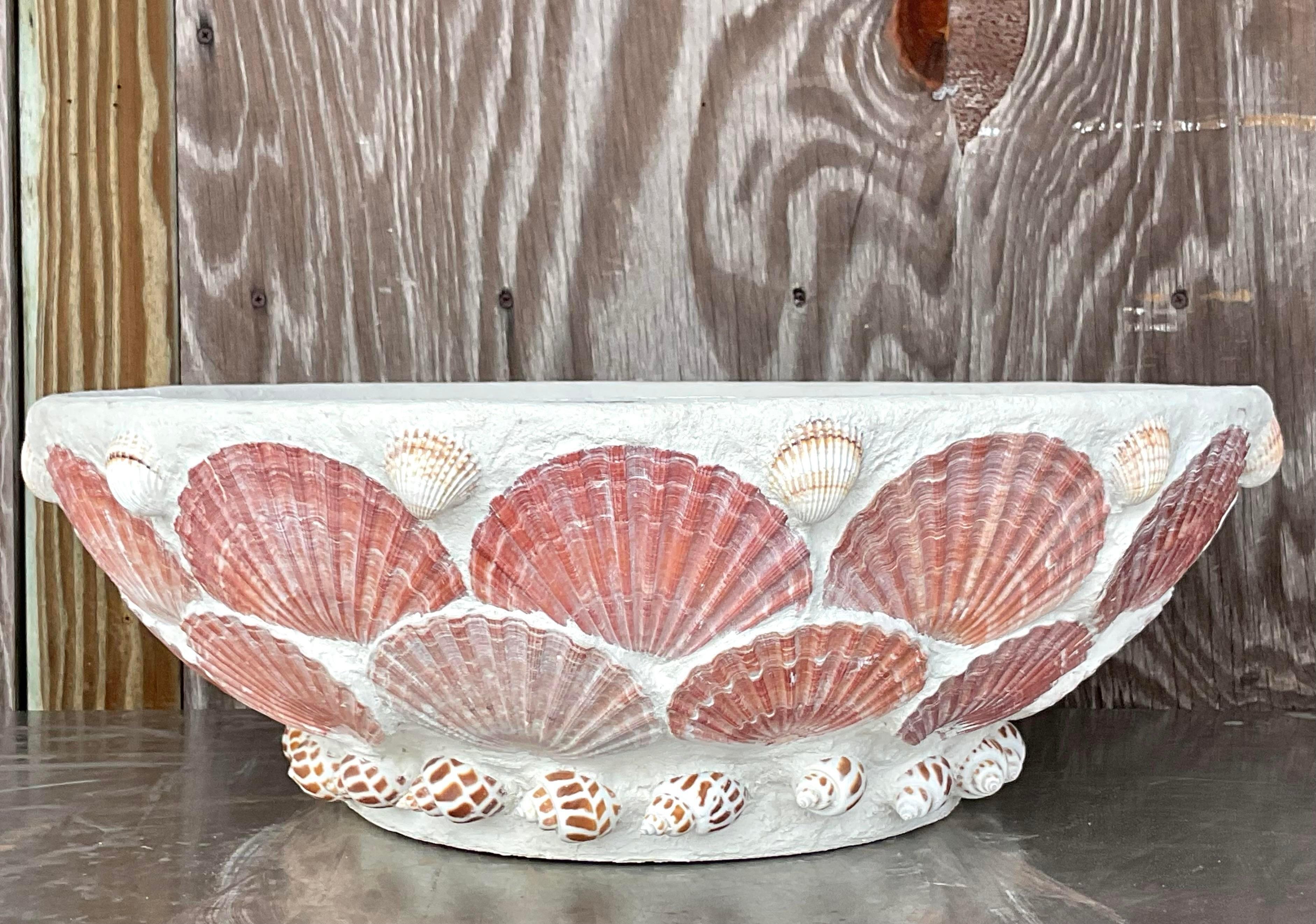 Vintage Coastal Shell Encrusted Planter 2